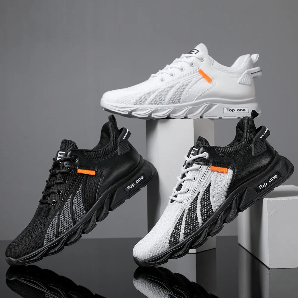Fashion Men Sneakers Mesh Casual Shoes Lac-Up Men Shoes Lightweight Vulcanize Shoes Walking Sneakers Zapatillas Hombre