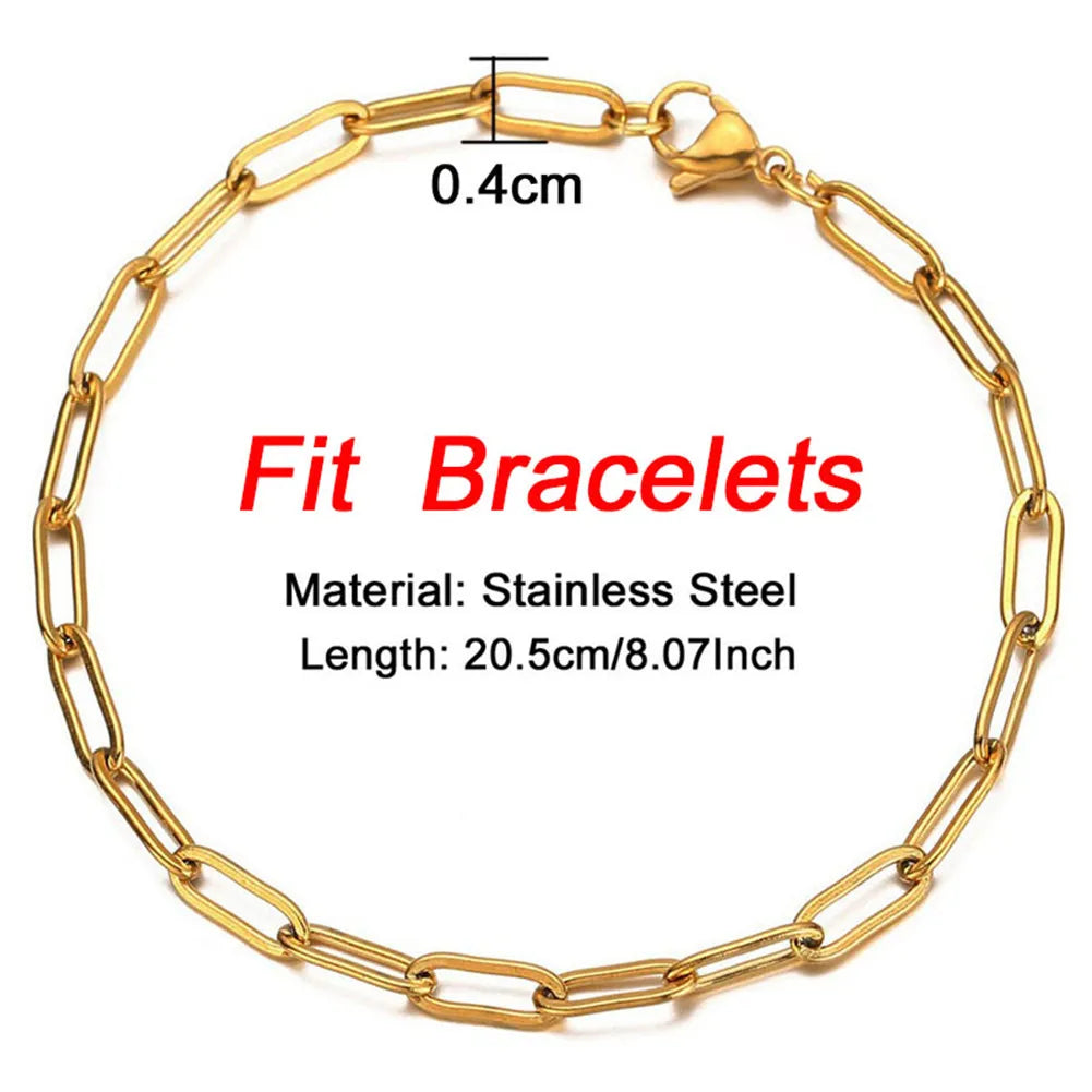 20/30/40/45CM Stainless Steel Square Link Chain Necklaces for Women Men Toggle Clasp OT Buckle Choker Collar Hip Hop Jewelry