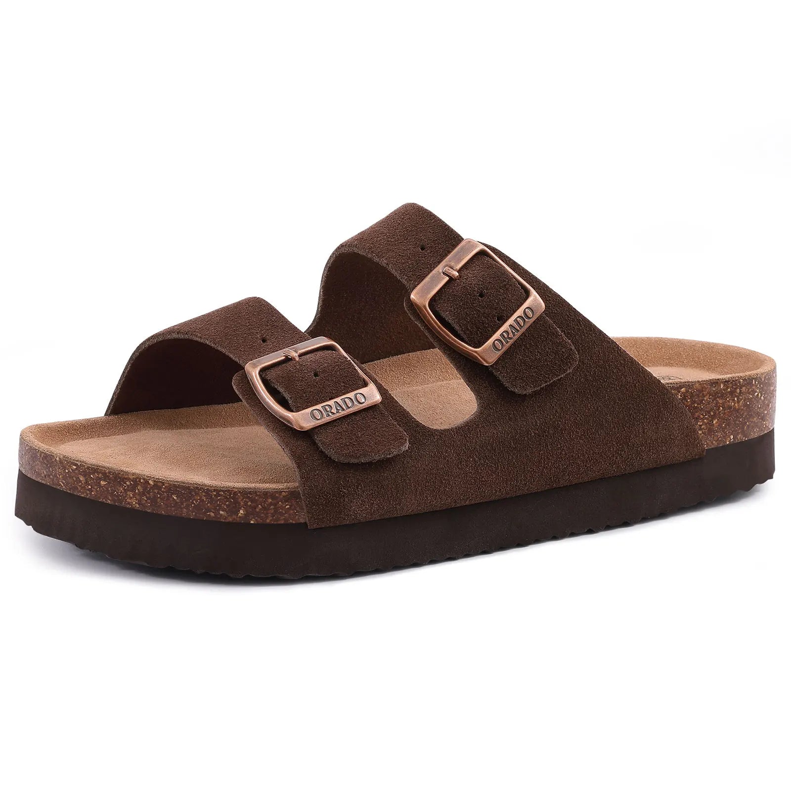 New Men Sandals Men Double Buckle Sandals Cork Suede Men Slippers Outdoor Beach Slide Sandals Casual Soft Nonslip Sandals