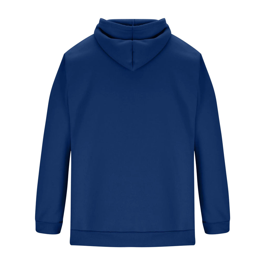 Men Cotton Hoodies Plain Casual Hooded Collar Drawstring Hoodies Pullover Sweatshirts Solid Color Long Sleeve Spring Shirts 2025 Dark Blue,L