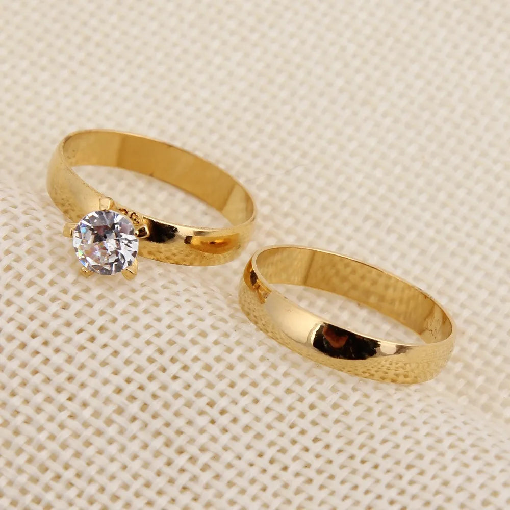 Fashion Wedding Ring for Couples Inlay CZ Zirconia Engagement Jewelry Finger Rings