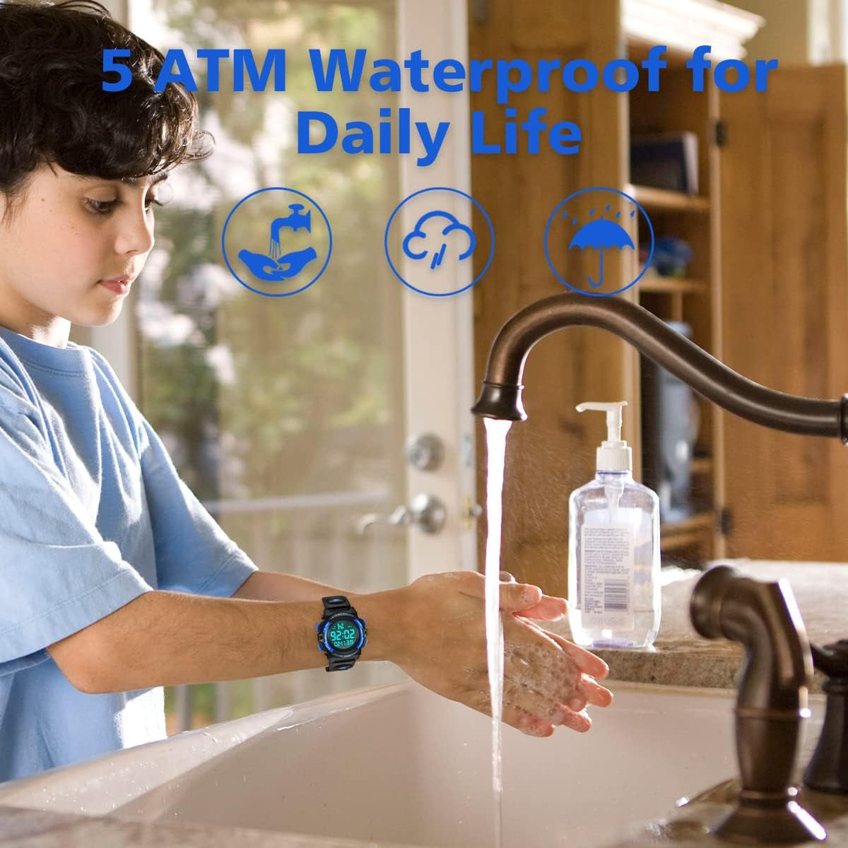 Kids Watch,Boys Watch for 3-15 Year Old Boys,Digital Sport Outdoor Multifunctional Chronograph LED 50 M Waterproof Alarm Calendar Analog Watch for Children with Silicone Band,Kids Gift