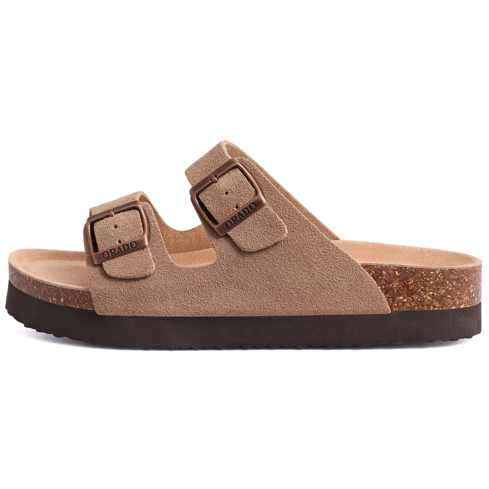 New Men Sandals Men Double Buckle Sandals Cork Suede Men Slippers Outdoor Beach Slide Sandals Casual Soft Nonslip Sandals