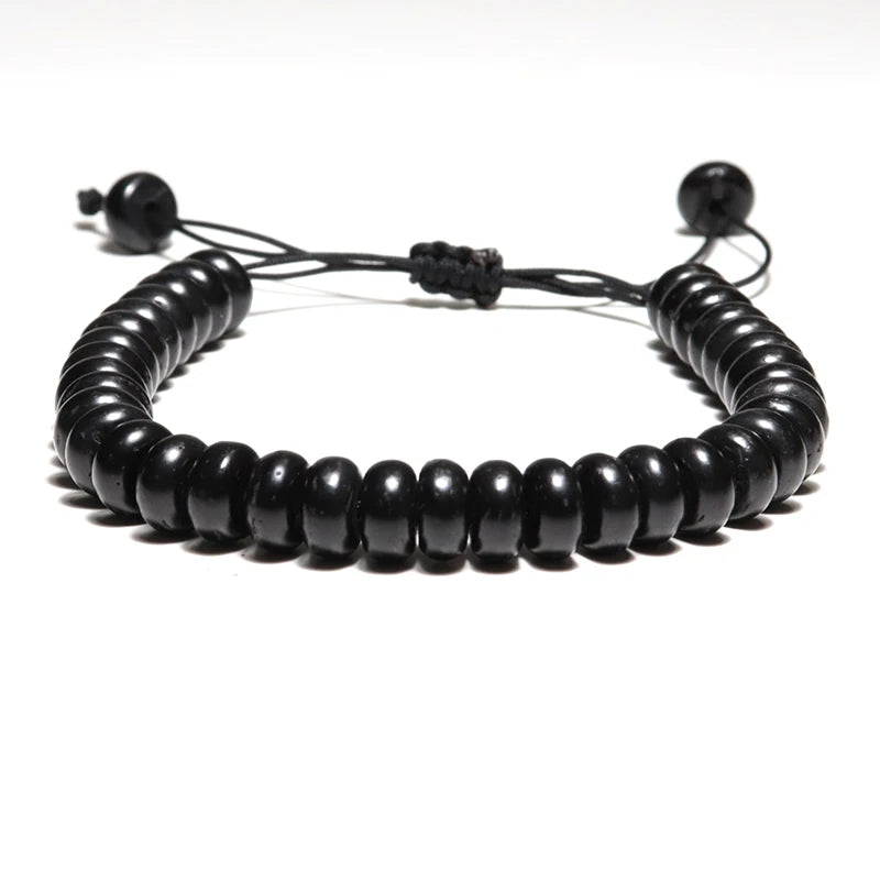 Natural Wood Bracelet Homme Adjustable Yoga Meditation Prayer Jewelry Accessories Buddha Runes Braided Braclet Gift for Him