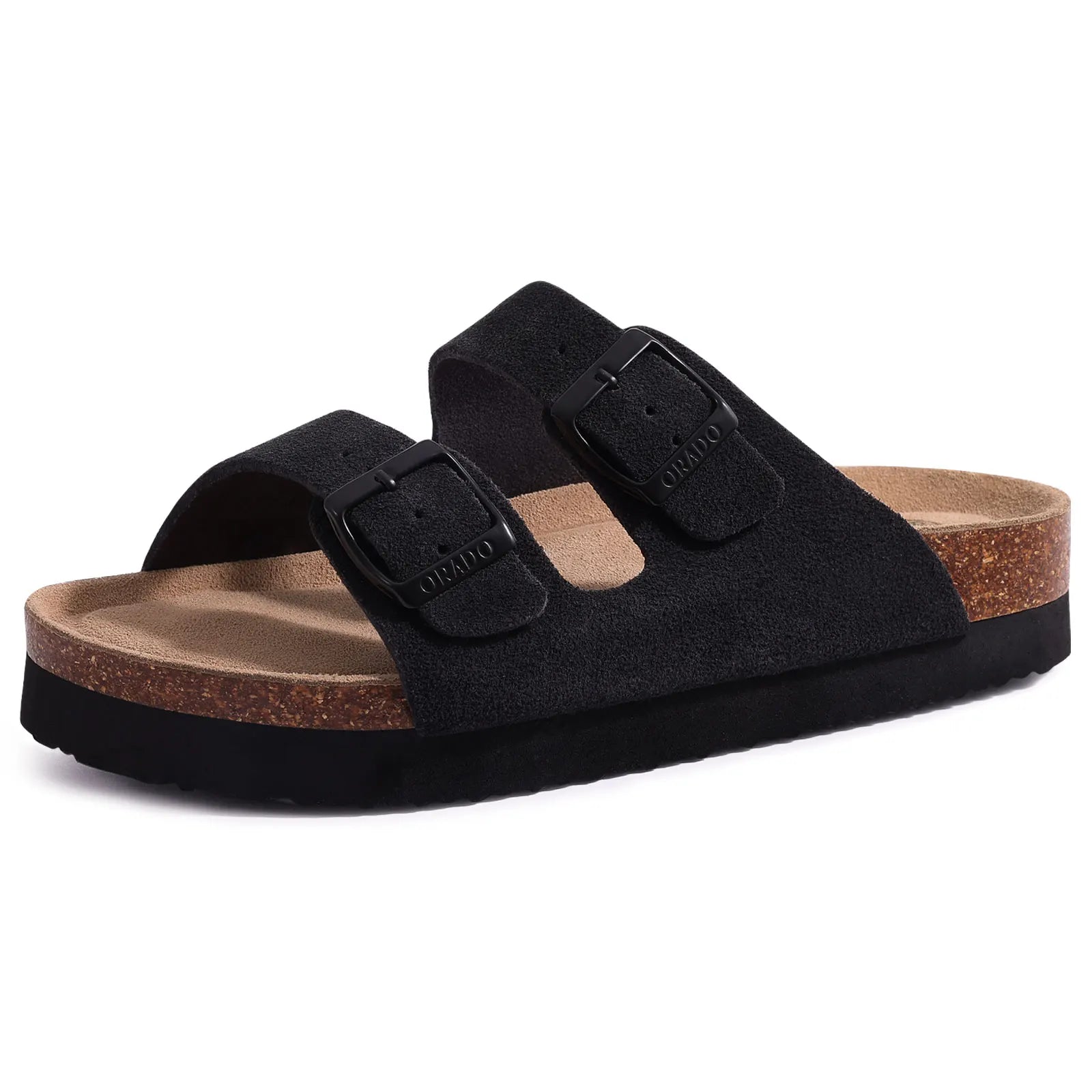 New Men Sandals Men Double Buckle Sandals Cork Suede Men Slippers Outdoor Beach Slide Sandals Casual Soft Nonslip Sandals