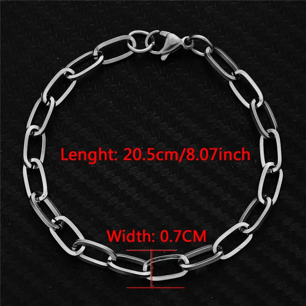20/30/40/45CM Stainless Steel Square Link Chain Necklaces for Women Men Toggle Clasp OT Buckle Choker Collar Hip Hop Jewelry