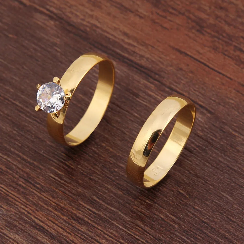 Fashion Wedding Ring for Couples Inlay CZ Zirconia Engagement Jewelry Finger Rings