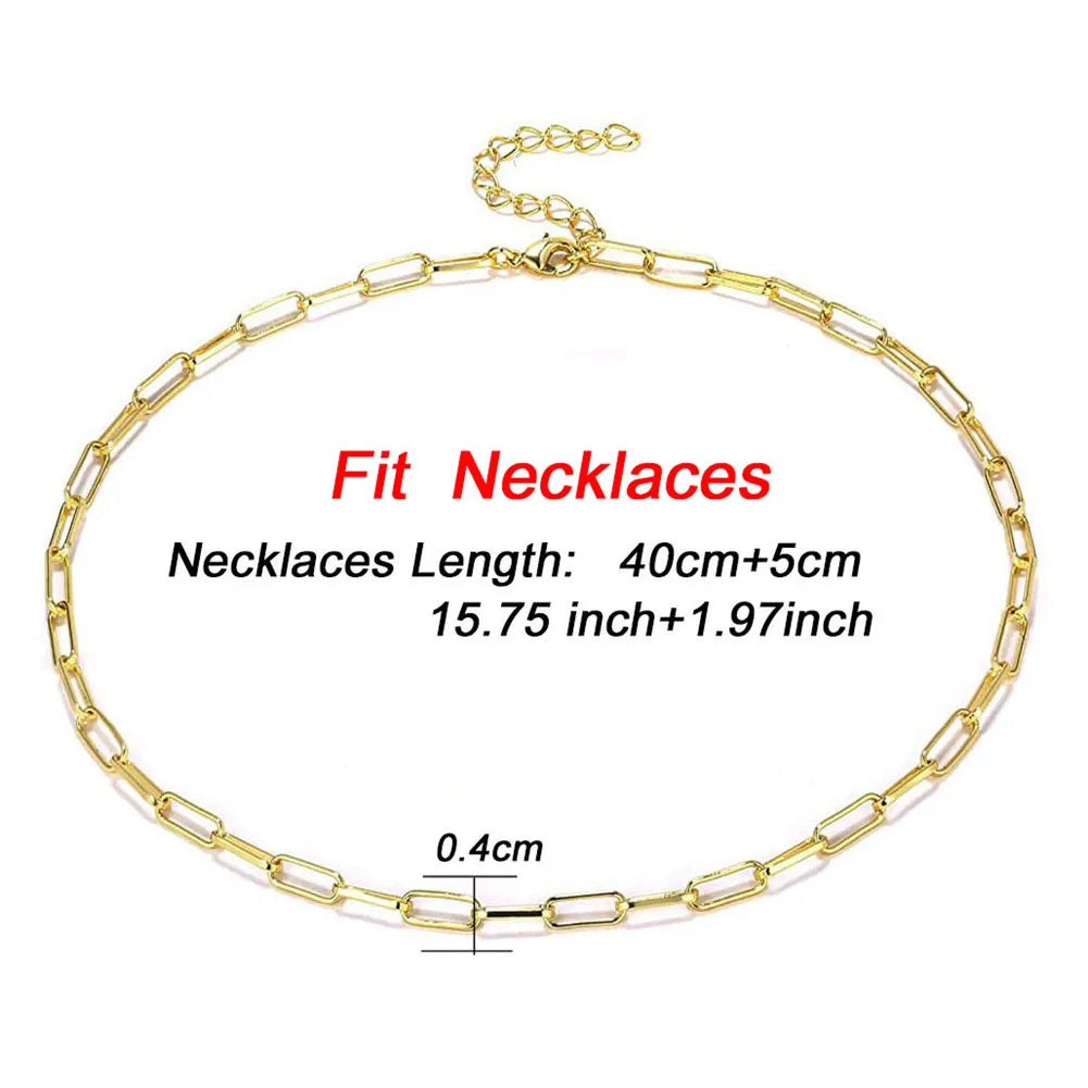 20/30/40/45CM Stainless Steel Square Link Chain Necklaces for Women Men Toggle Clasp OT Buckle Choker Collar Hip Hop Jewelry