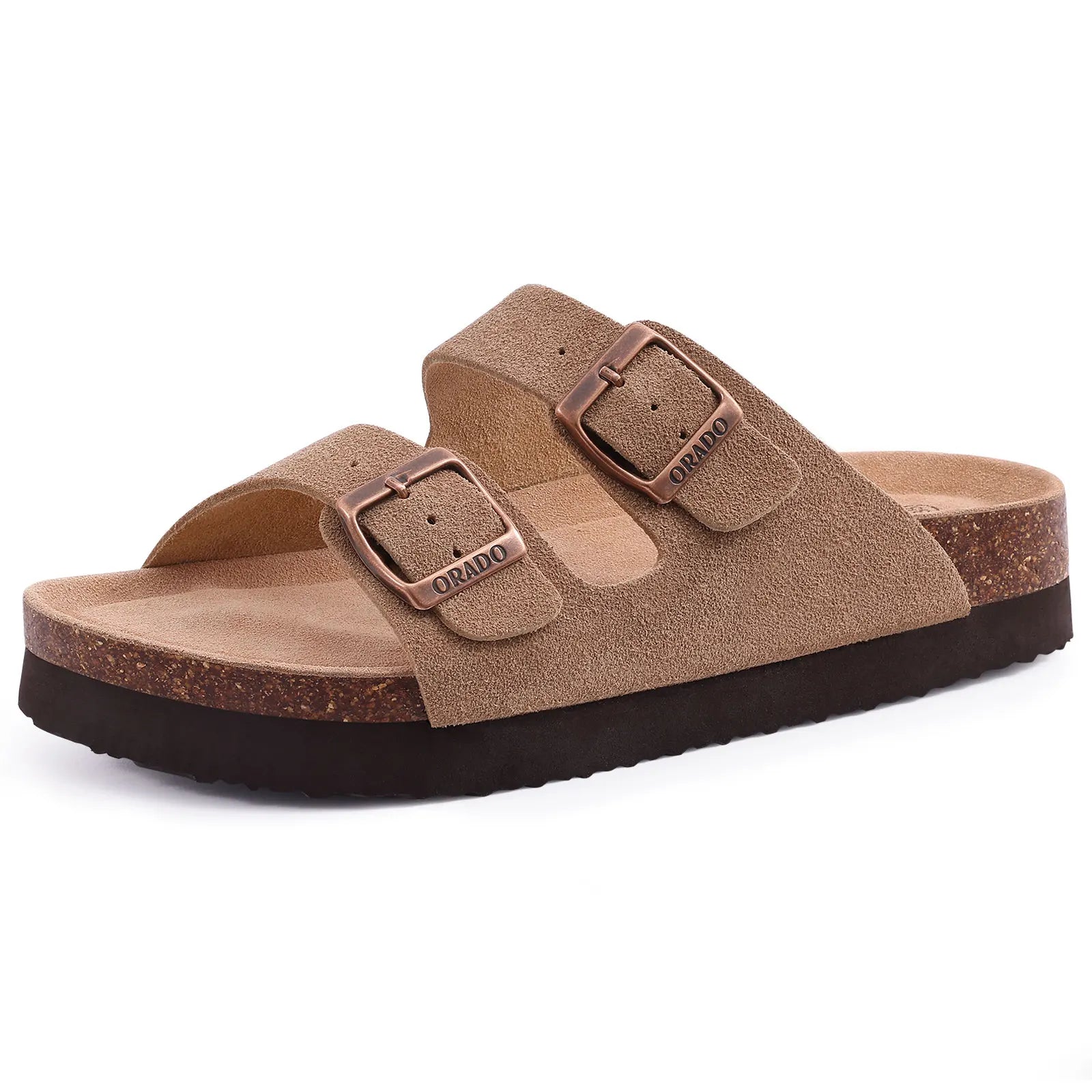 New Men Sandals Men Double Buckle Sandals Cork Suede Men Slippers Outdoor Beach Slide Sandals Casual Soft Nonslip Sandals