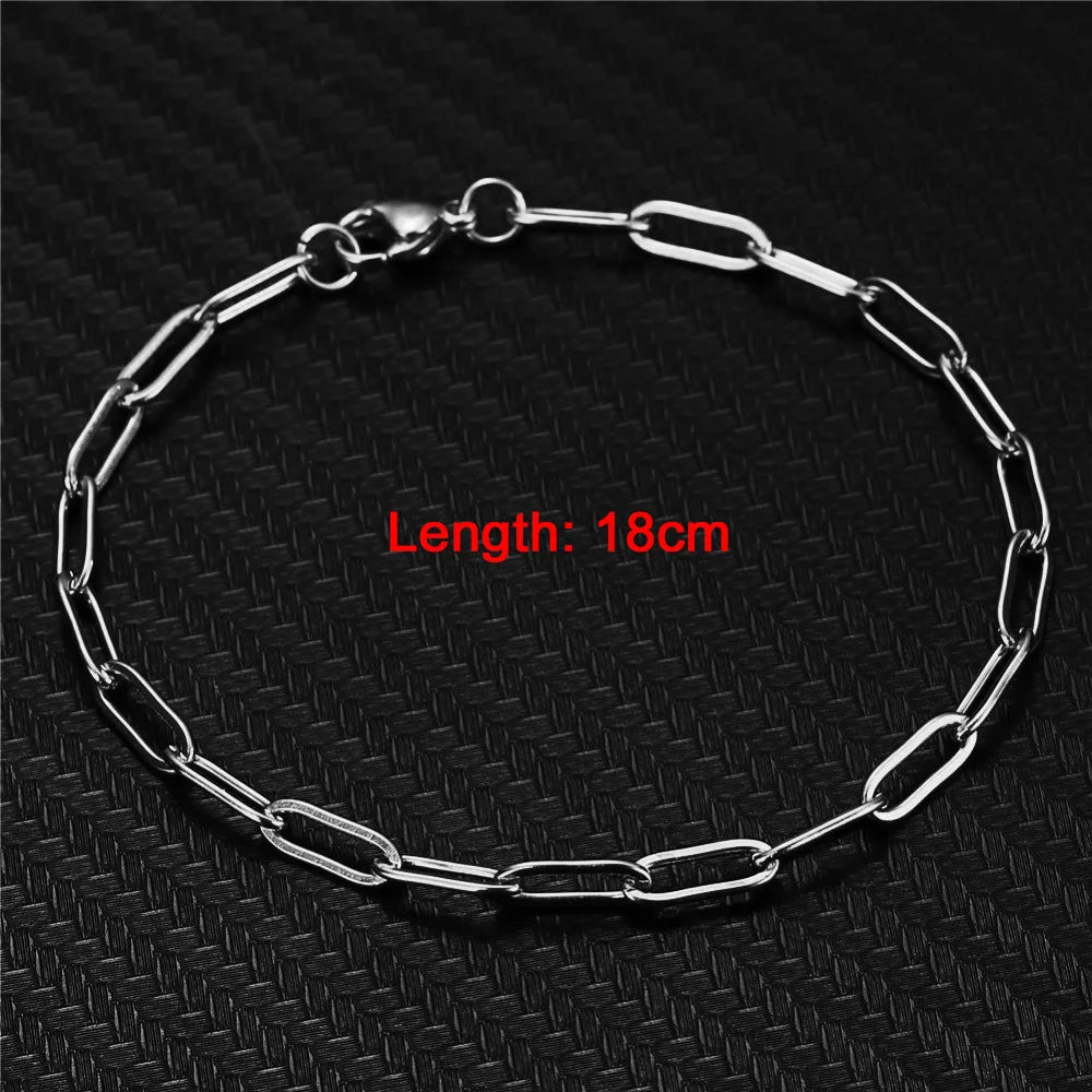 20/30/40/45CM Stainless Steel Square Link Chain Necklaces for Women Men Toggle Clasp OT Buckle Choker Collar Hip Hop Jewelry