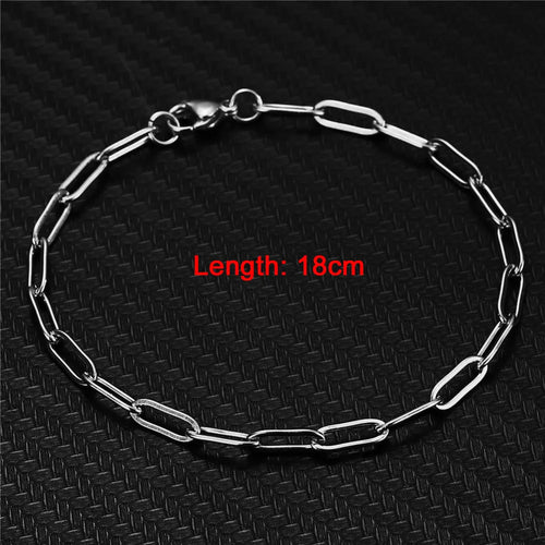 20/30/40/45CM Stainless Steel Square Link Chain Necklaces for Women Men Toggle Clasp OT Buckle Choker Collar Hip Hop Jewelry