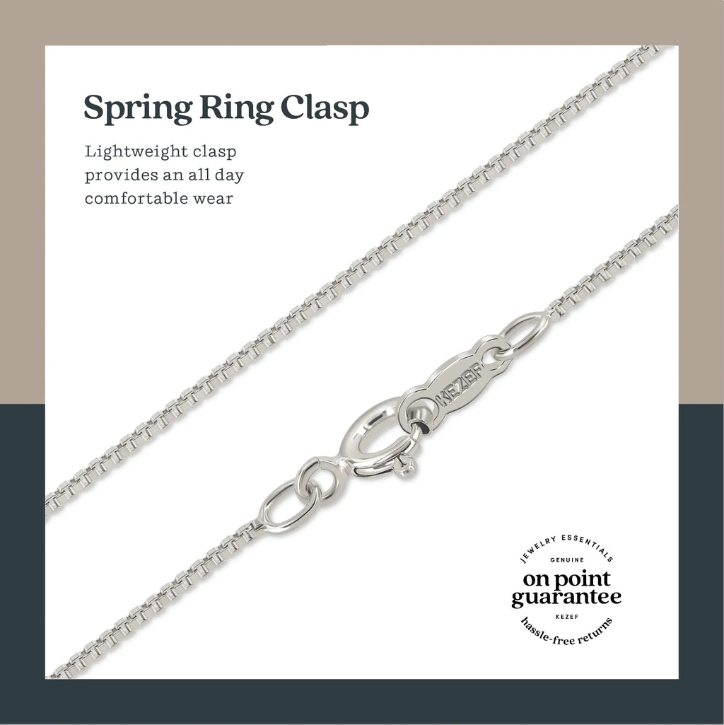 925 Sterling Silver Box Chain Necklace .7Mm Sturdy Thin Nickel Free Made in Italy 20" Inch