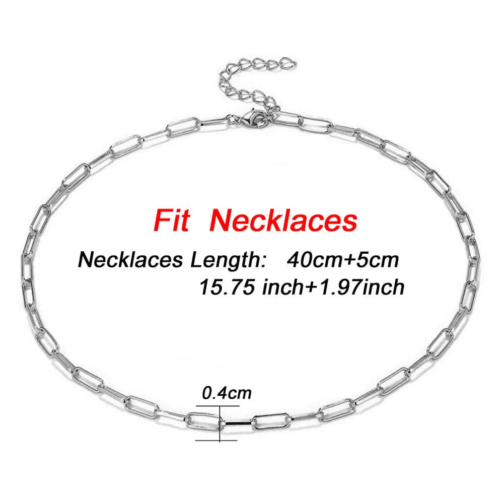 20/30/40/45CM Stainless Steel Square Link Chain Necklaces for Women Men Toggle Clasp OT Buckle Choker Collar Hip Hop Jewelry