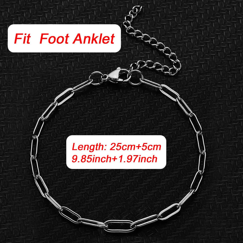 20/30/40/45CM Stainless Steel Square Link Chain Necklaces for Women Men Toggle Clasp OT Buckle Choker Collar Hip Hop Jewelry