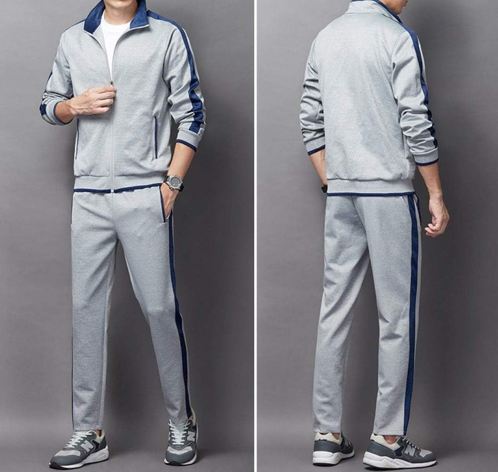 Men'S Tracksuits Casual Athletic Sweatsuit 2 Piece Track Suits Set Long Sleeve Training Jogging Outfits Full Zip