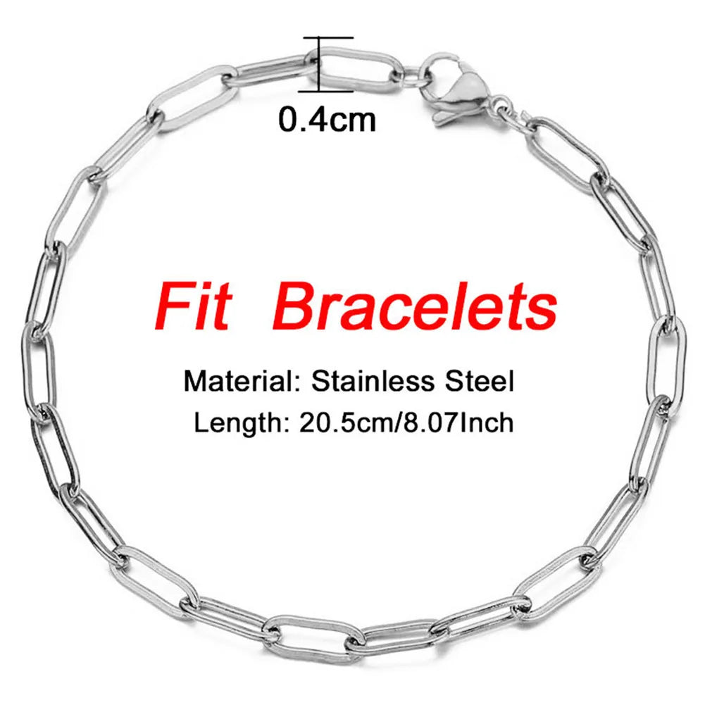20/30/40/45CM Stainless Steel Square Link Chain Necklaces for Women Men Toggle Clasp OT Buckle Choker Collar Hip Hop Jewelry