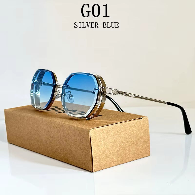 2024 Steampunk Sunglasses for Men Fashionable Square Punk Fashion Glasses Designer Sunglasses Women Trendy Gafas De Sol Hombre