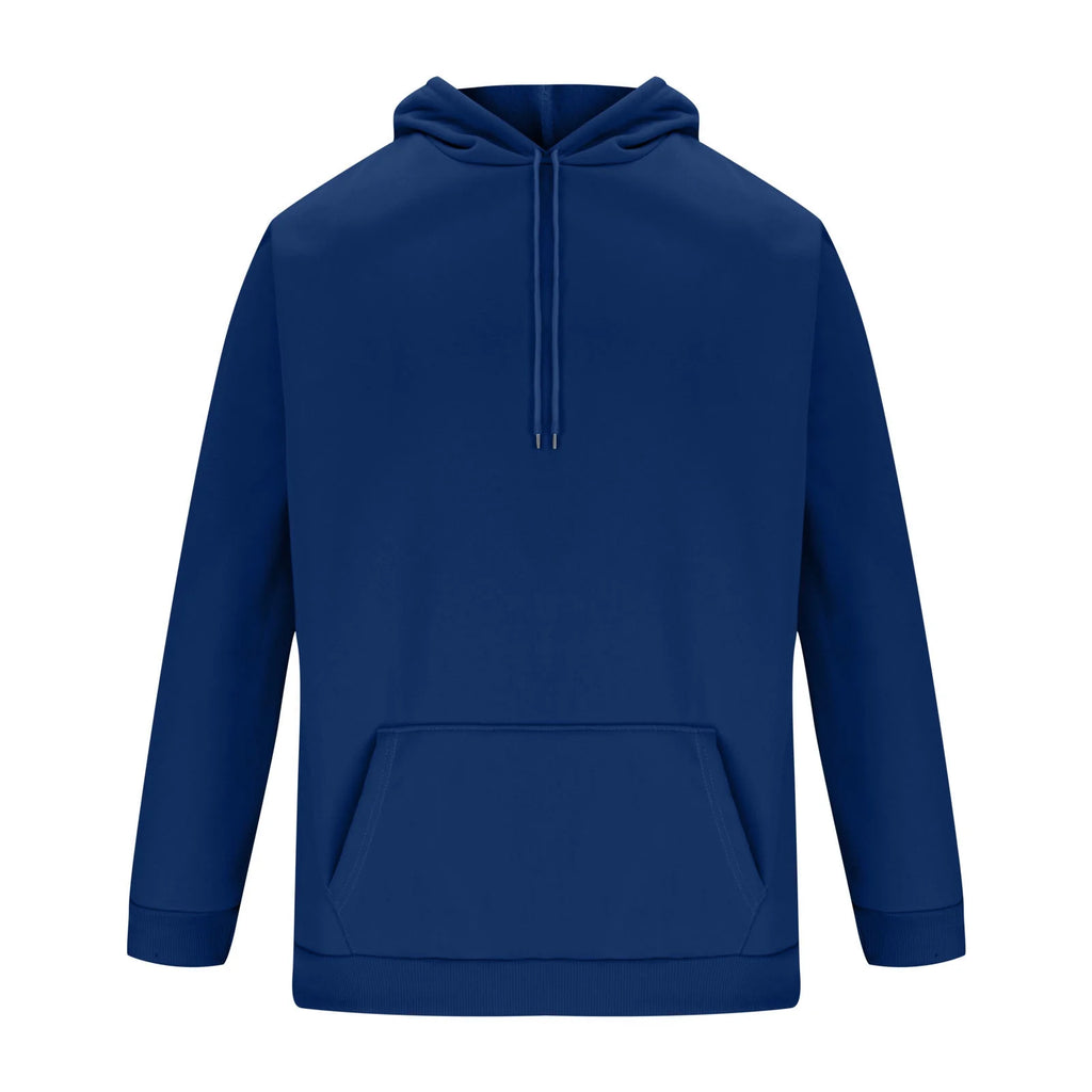 Men Cotton Hoodies Plain Casual Hooded Collar Drawstring Hoodies Pullover Sweatshirts Solid Color Long Sleeve Spring Shirts 2025 Dark Blue,L