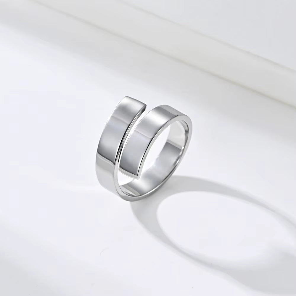 Titanium Steel Lightning Shaped Rings for Women Men Fashion Adjustable Finger Rings Birthday Gift