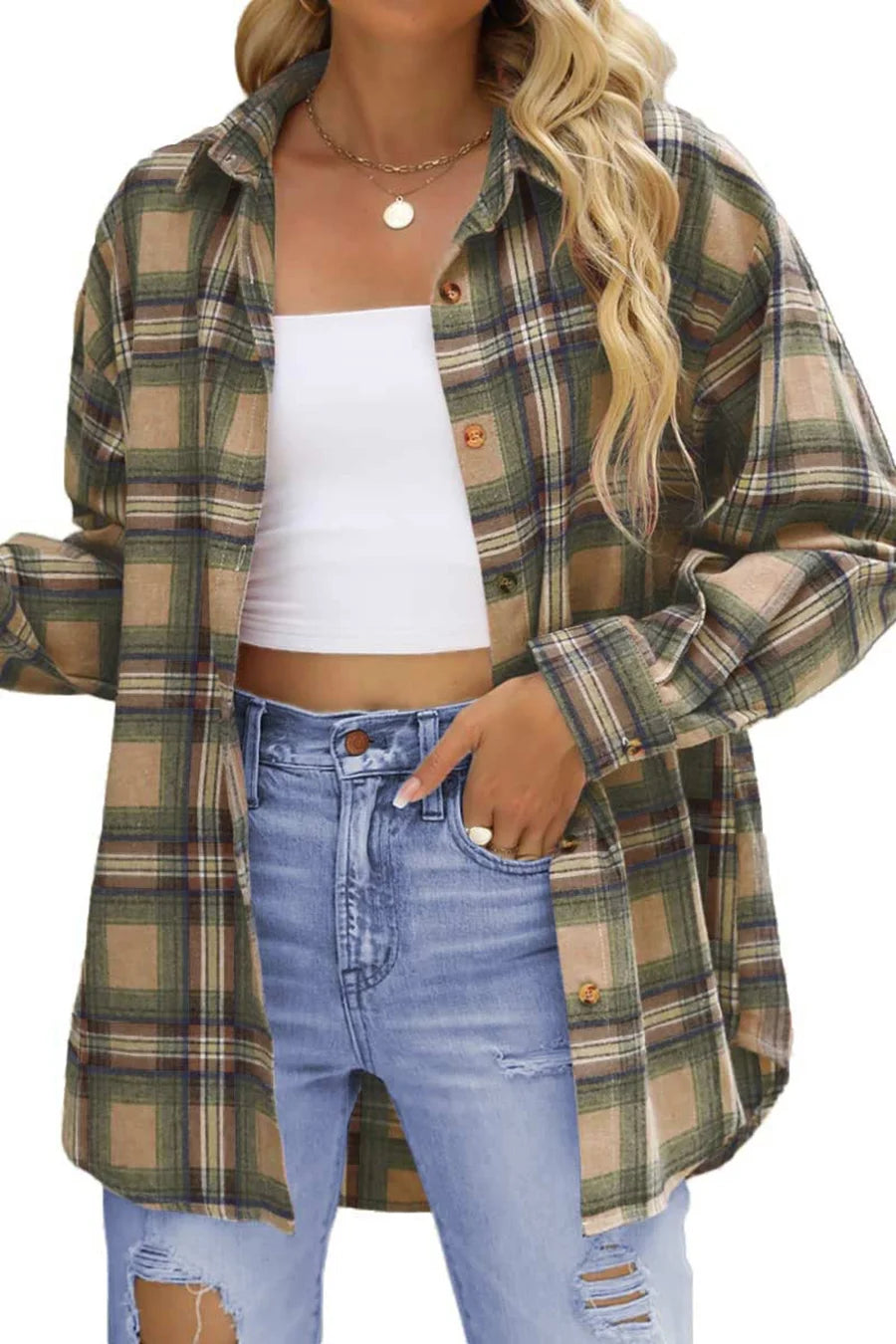 Plaid Flannel Shirts for Women Oversized Long Sleeve Button down Shirts Blouses Tops
