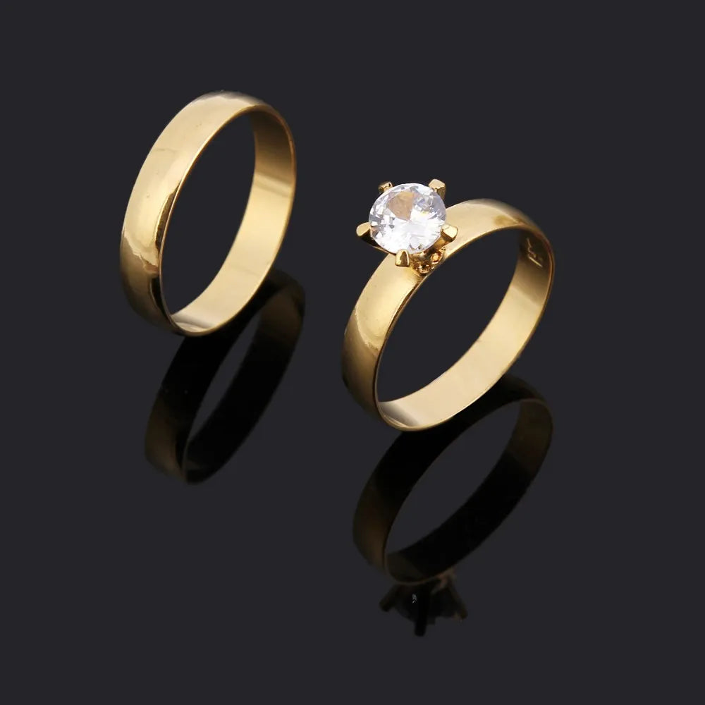 Fashion Wedding Ring for Couples Inlay CZ Zirconia Engagement Jewelry Finger Rings