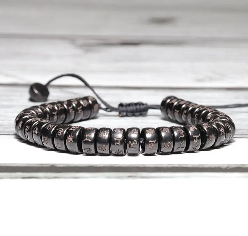 Natural Wood Bracelet Homme Adjustable Yoga Meditation Prayer Jewelry Accessories Buddha Runes Braided Braclet Gift for Him