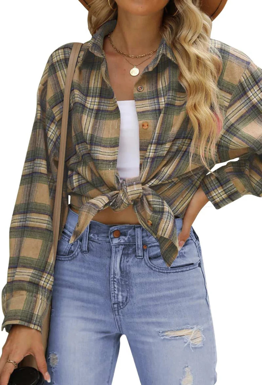 Plaid Flannel Shirts for Women Oversized Long Sleeve Button down Shirts Blouses Tops