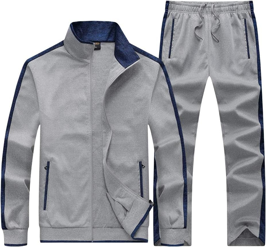 Men'S Tracksuits Casual Athletic Sweatsuit 2 Piece Track Suits Set Long Sleeve Training Jogging Outfits Full Zip