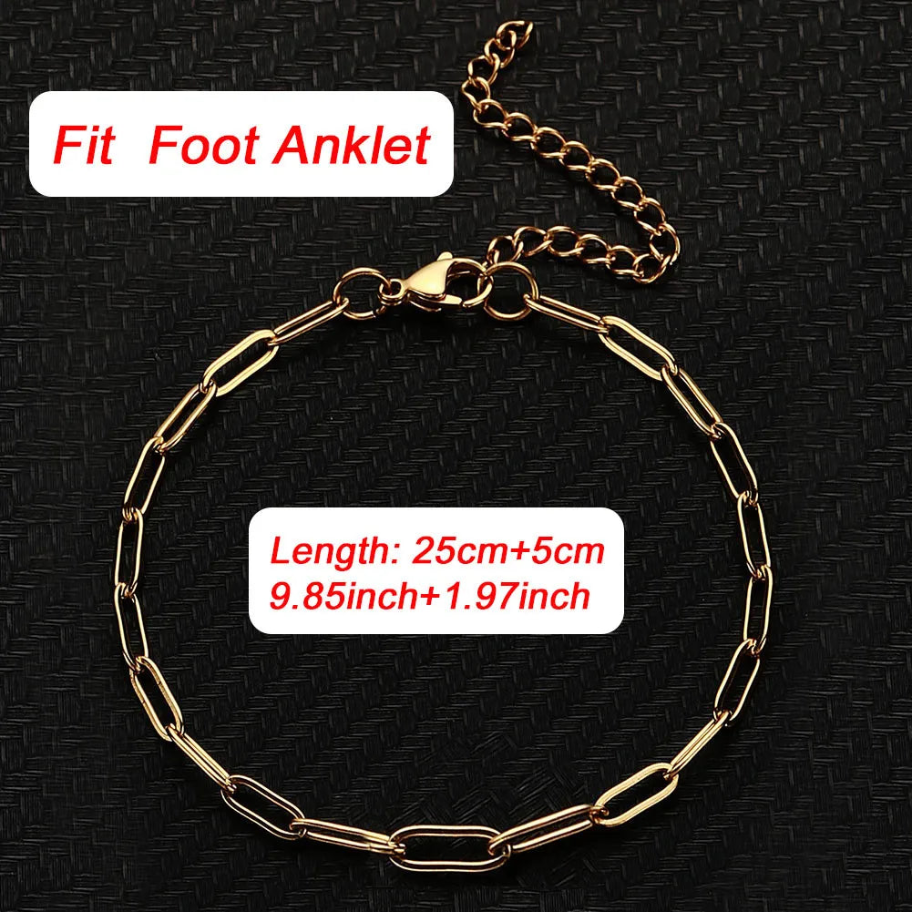 20/30/40/45CM Stainless Steel Square Link Chain Necklaces for Women Men Toggle Clasp OT Buckle Choker Collar Hip Hop Jewelry